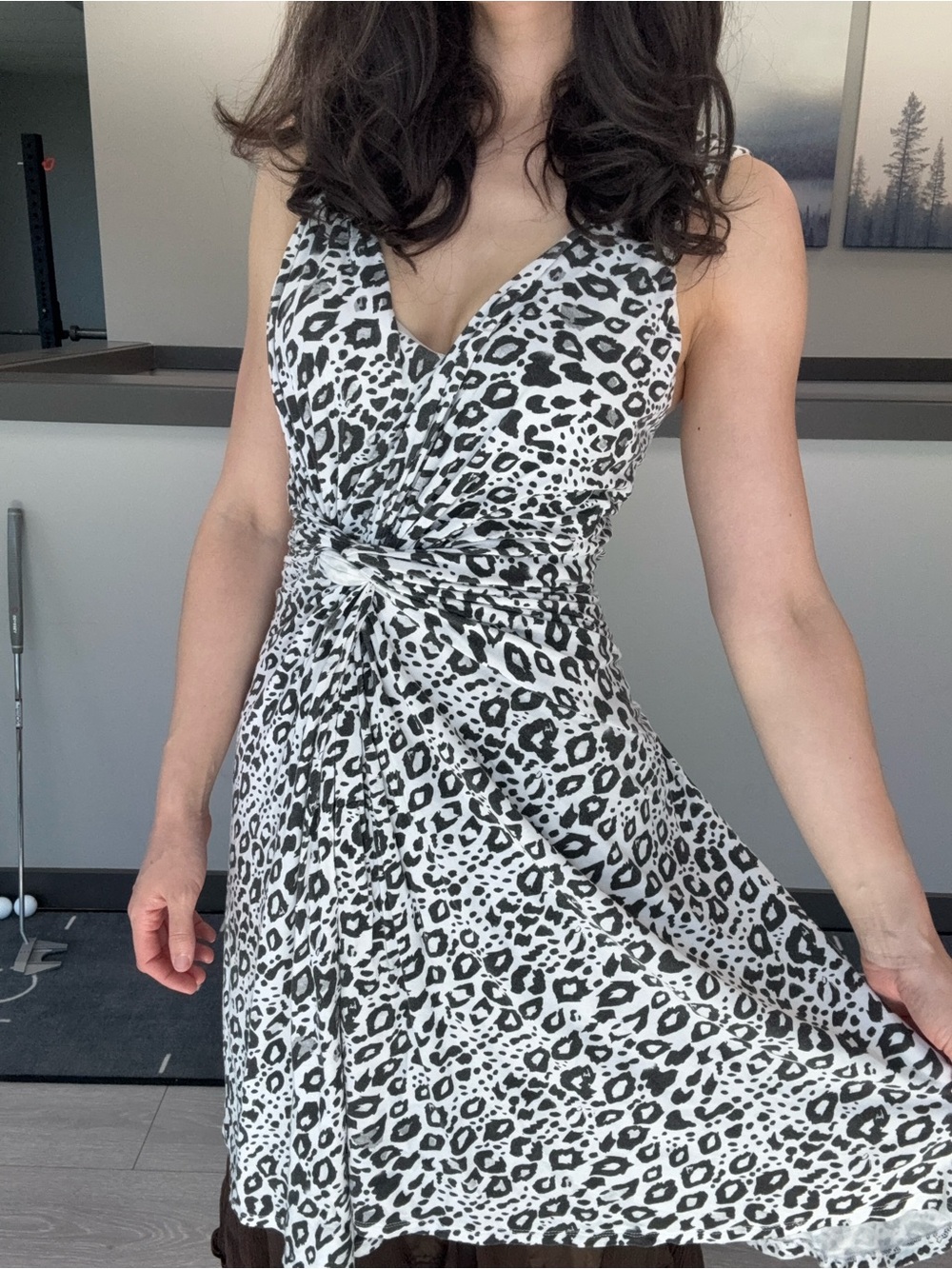 Foxy Jeans Couture Y2K Leopard Print V-Neck knot Dress